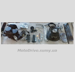 Двигатель веломотора 2T 80 см3 (со стартером, в сборе).