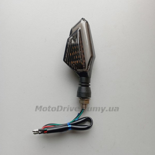 Поворот мото LED (L-105 мм, желтый + габарит, 1 шт).