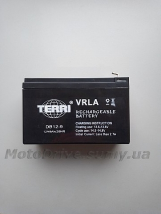 Акб 12V 9А кислотний (151x65x100, чорний) Terri.