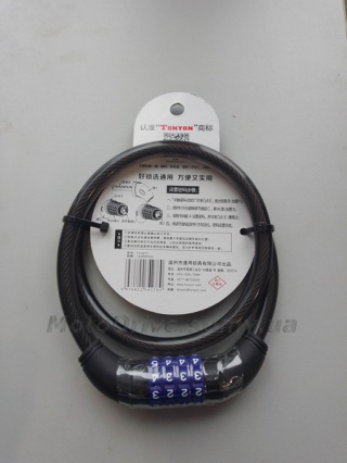 Замок противоугонный тросовый Tonyon ( 800х12мм, под код).