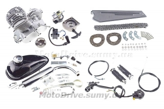 Двигатель веломотора 2T 80 см3 (со стартером, в сборе).