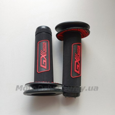 Ручки керма GX (пара, гумові, чорно-червоні, L-125 мм).